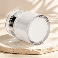 Pot cosmétique sans air en acrylique transparent de 15g, 30g, 50g avec garniture argentée pour crème visage et soins de la peau, impression personnalisée disponible