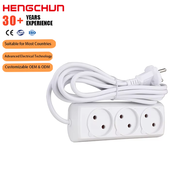 3 Way Wall Switch European Standard European Market Electrical Extension Socket with High Quality ABS PC Panel and Brass Holder