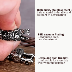 Pulsera de Acero Inoxidable Impermeable con Cabeza de Lobo Vikingo Estilo Punk, Hipoalergénica, Unisex, Regalo Urbano, Gran Venta - Product Image 2