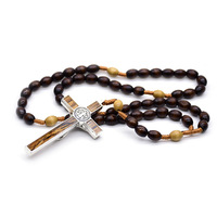 Chapelet catholique, perles de prière, Christ, bois, Jésus, croix, église, fait à la main, collier de saint, christianisme, chapelet