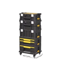 Juego de Cajas de Herramientas de Plástico Resistente para Mecánicos y Almacenamiento en Camionetas, Apilables, Impermeables, Diseño Cuadrado, Almacenamiento para Garaje