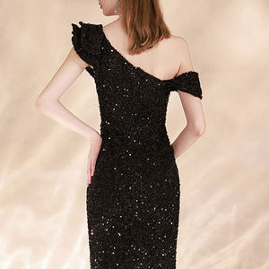 Abito da Sera <span class=keywords><strong>Elegante</strong></span> Personalizzato Monospalla con Orlo <span class=keywords><strong>a</strong></span> <span class=keywords><strong>Balze</strong></span> e Spacco, <span class=keywords><strong>Vestito</strong></span> Lungo di Lusso con Paillettes Scintillanti - Product Image 4