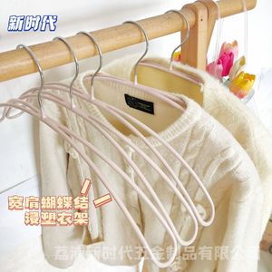 Minimalist Clothes Hanger Pink Velvet Non Slip Extra Wide For Adults Bedroom Use Rectangle Shape Hook Type Organizer - Product Image 4