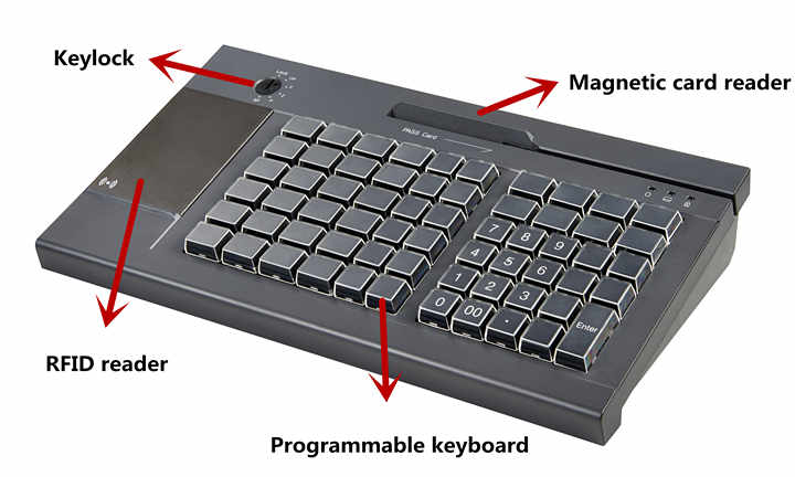 All-In-One 84 Keys POS Programmable USB Keyboard MSR Compatible for POS ...