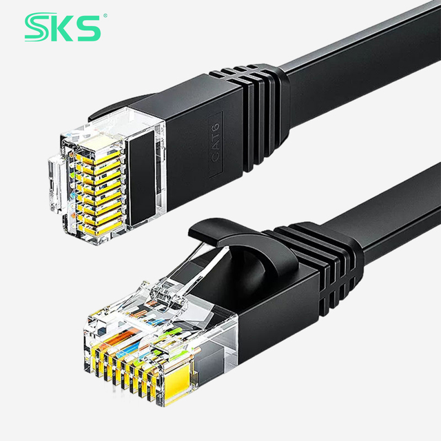 Cat6 Flat Ethernet Cable Black Long RJ45 Patch Cord Gigabit LAN Wire for Router PC PS5 TV Home Office Network Connection