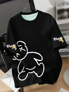 T-shirt d'été décontracté pour homme, respirant, <span class=keywords><strong>l</strong></span>éger, anti-humidité, imprimé ours de dessin animé, idéal pour le quotidien, les week-ends et les cadeaux - Product Image 6