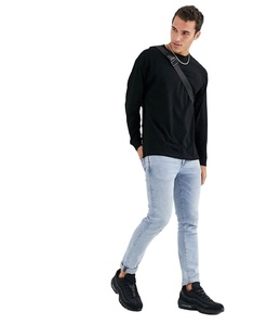 New Arrival Men's 100% Cotton <b>Black</b> And Yellow Long Sleeves Plain T-<b>Shirts</b> With Your Own Logo - Product Image 1
