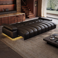 Canapé-lit électrique en cuir de style italien, design bois luxe léger, extensible, inclinable, trois places, pour grands et petits espaces
