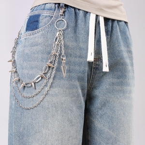 Cadena de cintura multicapa con remaches de aleación de zinc, decoración vaquera, cadena corporal informal de moda - Product Image 2