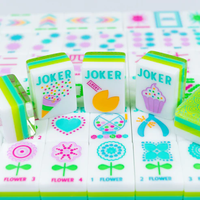 Mini-set de voyage en acrylique multicouche, motifs Confetti Vert Agrumes, Cristal, Tuiles de Mahjong Américaines, Pastel, Cupcake, Cœur, Imprimé Floral