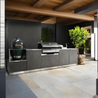 Cuisine extérieure en acier inoxydable anti-déformation OEM avec barbecue Kamado, cuisine extérieure haut de gamme avec barbecue en céramique