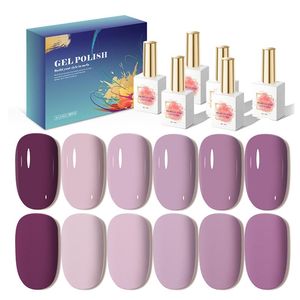 AILANUO Ensemble de vernis à ongles en gel personnalisé Fabricant par lots de lampes Uv Soak Off facile Kit de vernis à ongles en gel 6 couleurs hautement pigmentés avec logo - Product Image 1