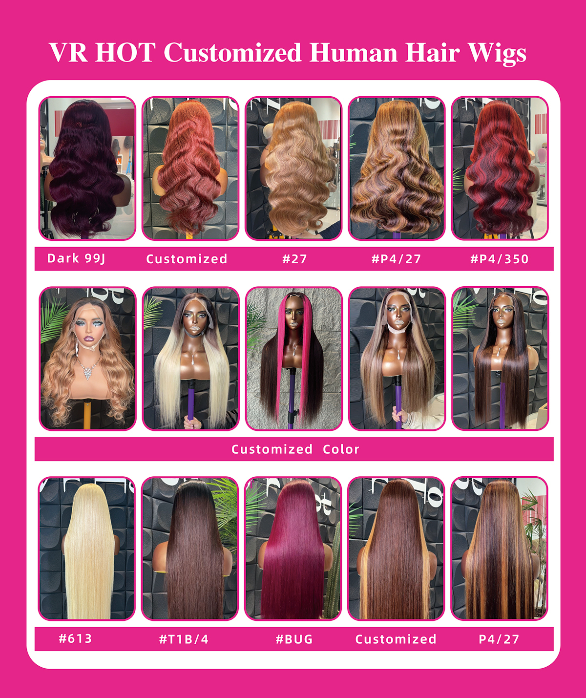 Perruques de cheveux humains personnalisées