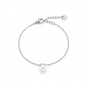 Amy Amy Pearl <b>Bracelet</b> 925 Silver Faux Pearl Round White Minimalist Chain Link Women's Everyday Wear - Product Image 4