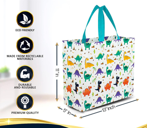 Tùy chỉnh món quà sinh nhật đảng tái sử dụng siêu âm khủng long Tote thiết kế mới không dệt Túi Màn hình in ấn - Product Image 2
