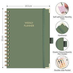 Customizable A5 14.5x21cm <strong>Notebook</strong> Weekly Monthly Journals 100GSM Paper Gold Metal Leather Customizable <strong>Diary</strong> <strong>Planner</strong> Leather - Product Image 2