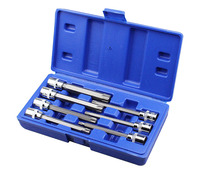 Juego de 7 Puntas de Atornillar Torx Extra Largas de 3/8 Pulgadas, de Acero, de 3-10 mm, para Reparaciones Automotrices en Orificios Profundos, Herramienta Mecánica Profesional