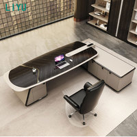 Ensemble de mobilier de bureau moderne de luxe Liyu en MDF convertible, bureau en forme de L pour PDG et directeur, et chaise de bureau de direction