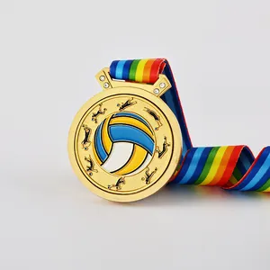 เหรียญฟุตบอลโลหะทองที่กำหนดเองด้วยริบบิ้นเหรียญกีฬาที่กำหนดเองโลหะ3d เหรียญฟุตบอล
