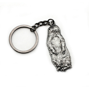 Portachiavi Economico in Metallo con Scultura Antica <span class=keywords><strong>di</strong></span> Marmota per Souvenir del Parco Nazionale Rocky Mountain - Product Image 1