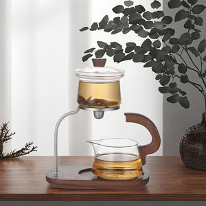 Service à thé en verre classique et créatif, de fabrication artisanale avec une expérience de 41 ans, pour usage domestique, avec <span class=keywords><strong>infuseur</strong></span> magnétique pour une préparation facile, théière Kung Fu Palace, qualité alimentaire légère - Product Image 3