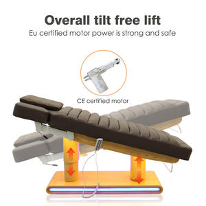 High Quality Wooden Base Electric Beauty Facial Massage <b>Bed</b> <b>LED</b> Light Double Column 4 Motor High Load Bearing for School Hotel - Product Image 4