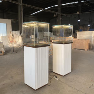 Hong Zhan <span class=keywords><strong>Artworld</strong></span>, vitrina de joyería LED de gama alta, Marco Chapado en titanio de acero inoxidable, tienda minorista duradera ecológica - Product Image 1