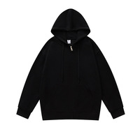 Sweat-shirt à capuche zippé ample en tricot avec logo personnalisé, poches zippées, veste ouverte décontractée unisexe