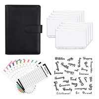 Ensemble de classeurs A6 avec logo personnalisé pour le budget Enveloppe de monnaie Système de classeurs avec fermeture éclair Feuilles de dépenses et étiquettes autocollantes pour le budget