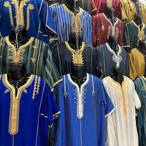 ثوب مغربي مطرز للرجال من CCY لرمضان والعيد، زي إسلامي بقماش لامع، جبة طويلة - Product Image 1