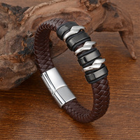 Bracelet en cuir vintage classique rétro tissé multicolore d'affaires haut de gamme à la mode