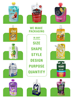 Sachet alimentaire pour bébé imprimé sur mesure, certifié FDA, sans solvant, biologique, conforme aux normes européennes, recyclable, avec bec verseur pour purée de fruits