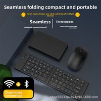 Clavier et souris mini pliables ultra-fins et silencieux, combo à trois modes de charge pour tablettes, téléphones, ordinateurs portables
