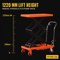 Plateforme élévatrice manuelle à ciseaux WIN TOP STAR, capacité de levage 100 kg, hauteur de levage 1,22 m, acier allié, norme CE EN1570