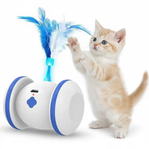 Pet malzemeleri akıllı kedi oyuncak Pet otomatik hareketli engel kaçınma oyuncak tüy ile kediler için interaktif kedi Robot oyuncak eğitim - Product Image 1