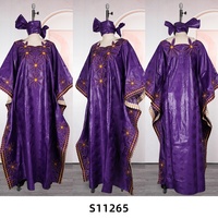 Robes africaines personnalisées H&D S11265 pour femmes, broderie de haute qualité, robe Bazin Boubou avec foulard