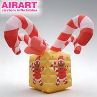 Décoration de Noël gonflable en forme de boîte cadeau avec bonbons, pour l'extérieur, cube de présentation central, boîte à bonbons gonflable