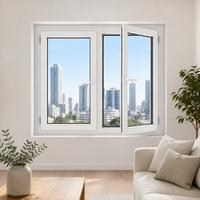 Ventana Abatible de UPVC con Múltiples Cámaras, Resistente a la Corrosión del Sal y a la Intemperie, con Malla de Nailon, para Granjas, Talleres y Lavanderías