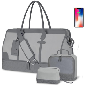 Large Travel Duffle Bag Weekender Overnight Carry on Gym Duffel Tote Bag with <b>Shoe</b> Compartment Wet Pocket Toiletry Bag - Product Image 4