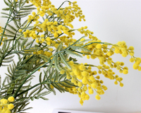 Nouvelle fleur artificielle en plastique d'acacia, fleur en peluche triginale jaune roi fleur de cerisier décoration fleur