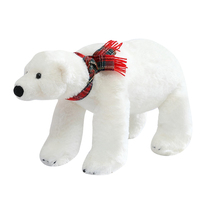 Peluche Ours Polaire Personnalisée Réaliste en Tissu Doux Effet Fourrure de Lapin avec Écharpe Mignonne – Idéale pour Soulager le Stress et les Cadeaux de Noël à la Maison