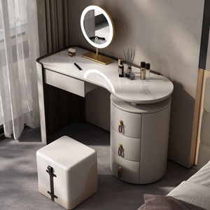 Creamy Style Minimalist Luxury Dressing Table With Drawers Sapphire Fish Belly White <b>Makeup</b> <b>Vanities</b> For Small Apartments - Product Image 2