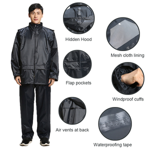 Traje de lluvia Impermeable personalizado para hombre, Impermeable con capucha oculta y ventilación de aire - Product Image 3