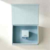 Caja de Regalo Magnética Rígida Azul Claro Personalizada para Joyería, con Forro Aterciopelado, para Collares, Pendientes, Anillos y Adornos, Caja de Embalaje de Papel de Lujo