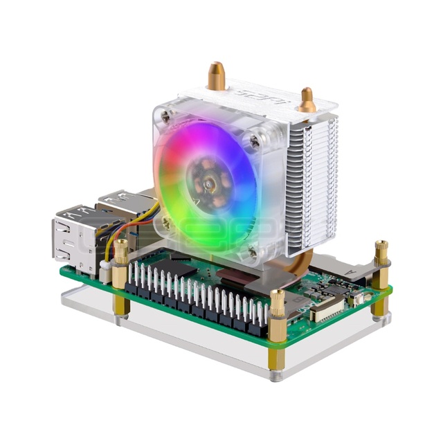 GeeekPi Raspberry Pi 5 Cooler ICE-Tower CPU RGB LED Light Cooling Fan by GeeekPi Made in China F407