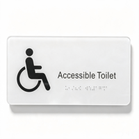 Plaque de porte tactile en acrylique modèle 009 avec symbole de fauteuil roulant et signalisation tactile pour toilettes accessibles, taille personnalisable pour lieux publics - Xiaoyao