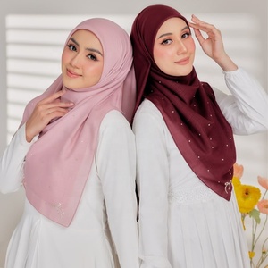 Nouveau Foulard Carré Personnalisé Bawal en <span class=keywords><strong>Voile</strong></span> de Coton avec Diamants Strass, Hijab Uni Musulman Fabrication Usine - Product Image 1