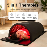 Dôme de sauna infrarouge Fitkang à lumière rouge pour le corps entier, lit LED 660nm 850nm PEMF 5 en 1 à faible EMF en fibre de carbone pour salon, spa, hôtel
