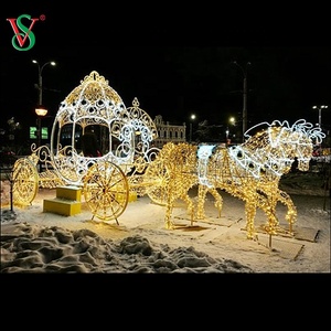 Decorazione commerciale all'aperto della strada del giardino di natale bianco ha condotto la luce della carrozza del cavallo - Product Image 3