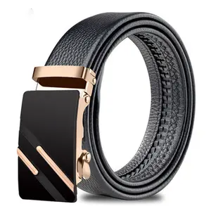 Cheap Classic Automatic Male Belt Fashion Commercial Men Gift Sash Straps Business Black PU Leather Belts
